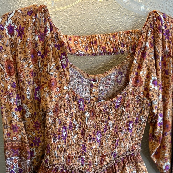 Bluivy Floral Bohemian Dress in Orange and Purple/ Size small - Picture 9 of 12